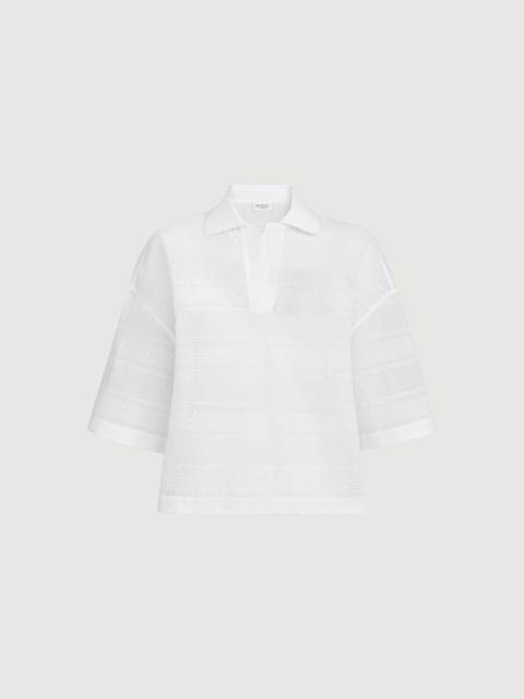 Brunello Cucinelli Cotton organza broderie anglaise cropped polo