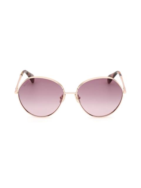 Max Mara 57mm Round Sunglasses in Shiny Rose Gold /Gradient