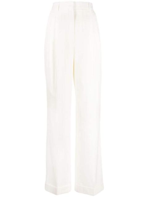 high-waist wool straight-leg trousers