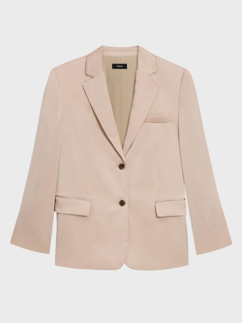 Crushed Satin Two-Button Blazer
