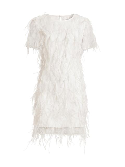 MILLY Women's Rana Feather Shift Dress - White