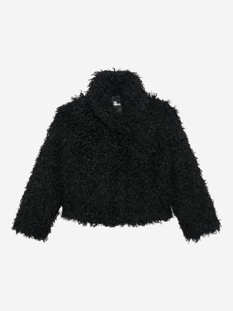 The Kooples SHORT BLACK FUR-EFFECT COAT