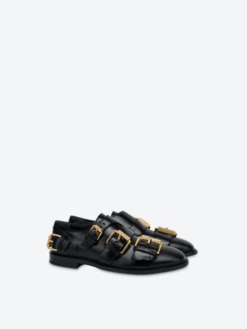 Moschino MULTI BUCKLES SHINY CALFSKIN LOAFERS