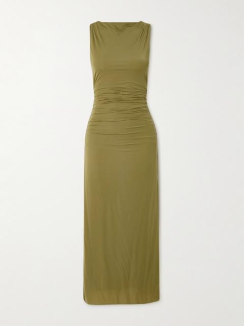 SIR. Cascina Open-back Gathered Stretch-jersey Midi Dress