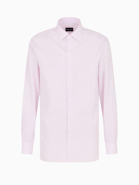 GIORGIO ARMANI Regular-fit shirt in luxury cotton with a micro-pattern