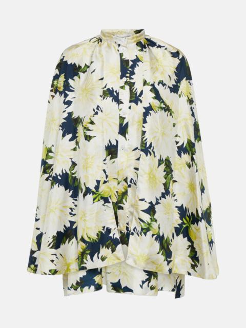 Oscar de la Renta Floral cotton-blend blouse