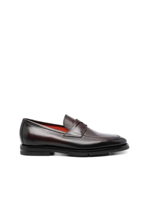Santoni almond-toe leather penny loafers