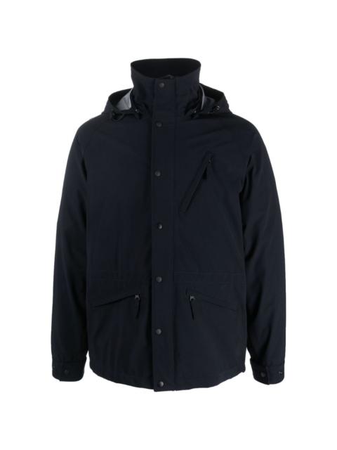 hooded press-stud fastening jacket
