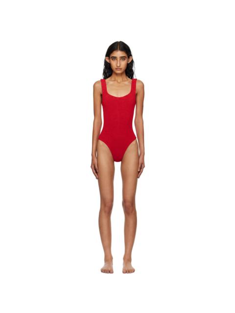Hunza G Red Square Neck Swimsuit