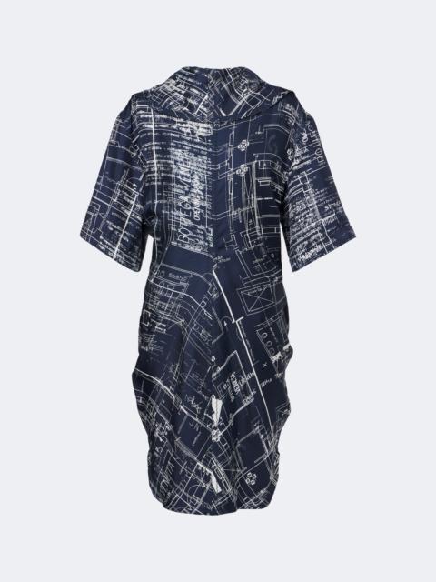 Bottega Veneta Printed silk twill midi dress