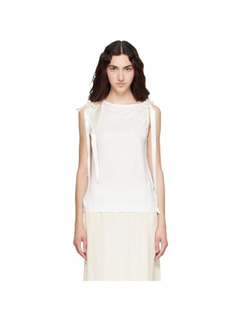 Simone Rocha White Bow Ribbon Tail Tank Top