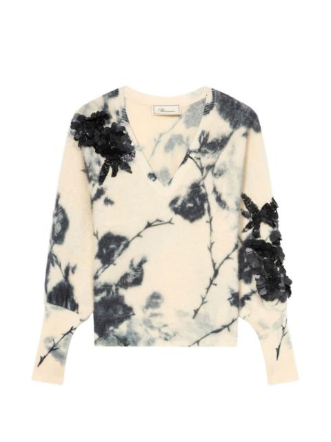 Blumarine sequin-embellished floral-print sweater