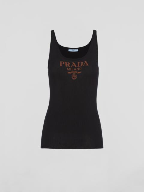 Silk tank top with logo