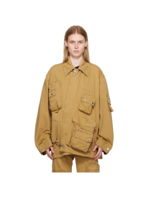 【OPEN YY】24FW CARGO POCKET FIELD JACKET, BROWN OPEN YY Cargo Pocket Field Jacket | club21 | REVERSIBLE