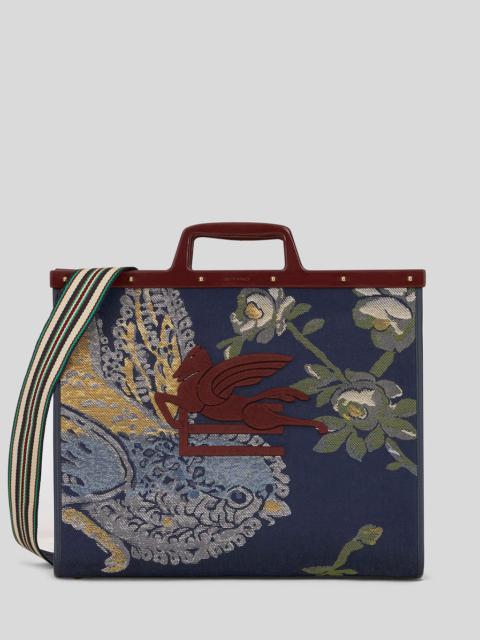 Etro LARGE JACQUARD LOVE TROTTER BAG WITH MULTI-COLOURED BIRDS