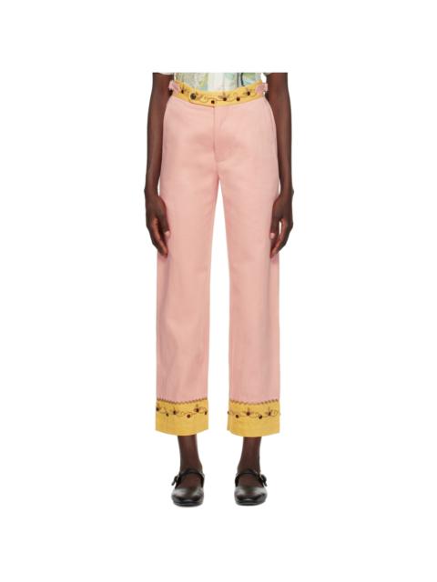 BODE Pink Jeweled Ivy Trousers