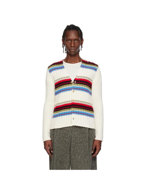 Dries Van Noten Off-White Striped Cardigan