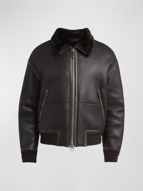 Men's Peter Leather Shearling Bomber Jacket