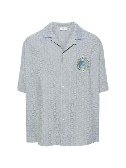 Pegaso-embroidered patterned-jacquard shirt