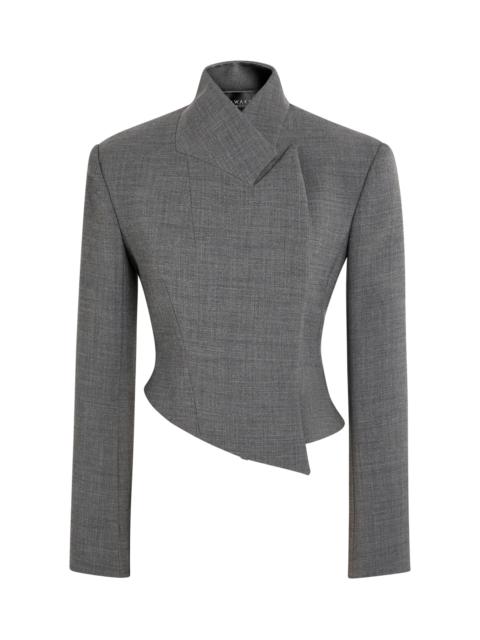 A.W.A.K.E. MODE Wool-Blend Cropped Double-Breasted Jacket grey