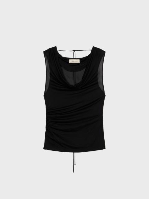 Blumarine SABLÉ JERSEY TOP WITH STRINGS