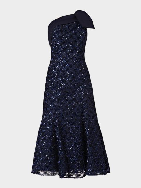 Shoshanna Selina One-Shoulder Sequin Midi Dress
