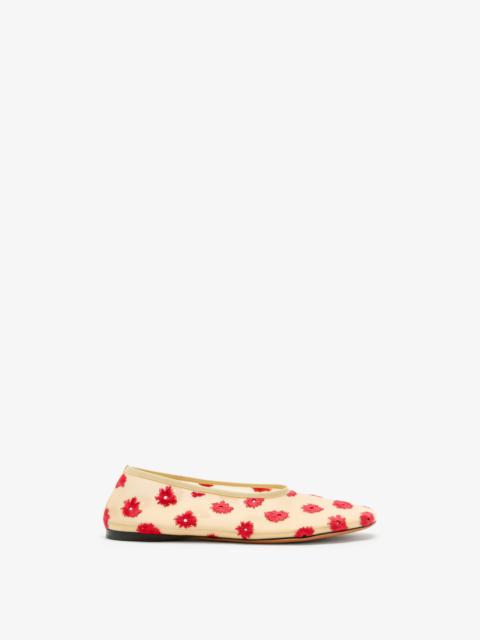 Proenza Schouler Tee Embroidered Slippers in Stretch Mesh