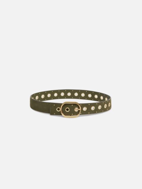 PINKO LEATHER BELT WITH EYELETS, 4CM
