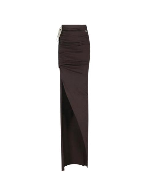 Rick Owens x Moncler ruched drawstring maxi skirt