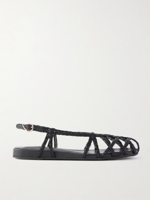 ANCIENT GREEK SANDALS Kardia Leather-trimmed Raffia Sandals