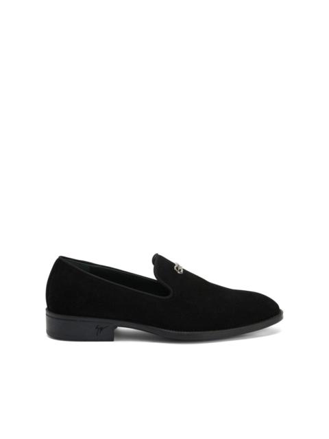 Giuseppe Zanotti Ermy rhinestone-detail velvet loafers - Black
