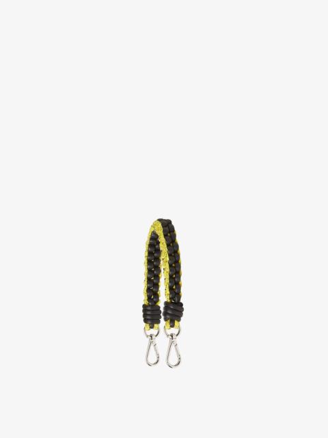 FENDI Mini Strap You Black leather and yellow cord short shoulder strap