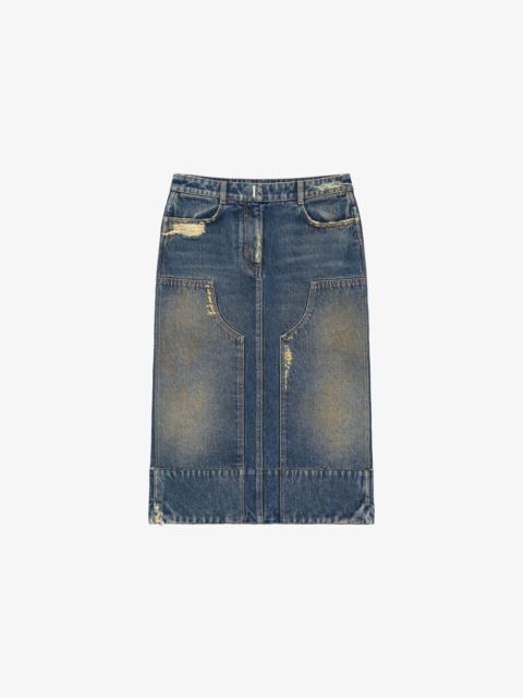 デニム・ジーパン Givenchy Side Slit Midi Denim Skirt With Logo Patch Givenchy Side-Slit Denim Midi Skirt | Neiman Marcus