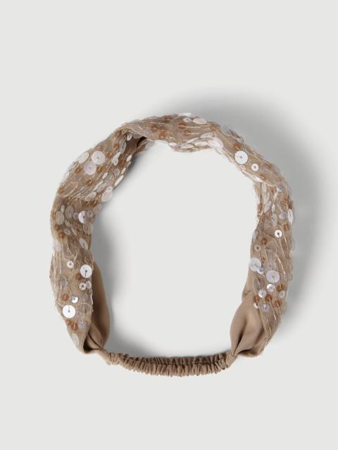 Brunello Cucinelli Dazzling mirage embroidery headband in crispy silk