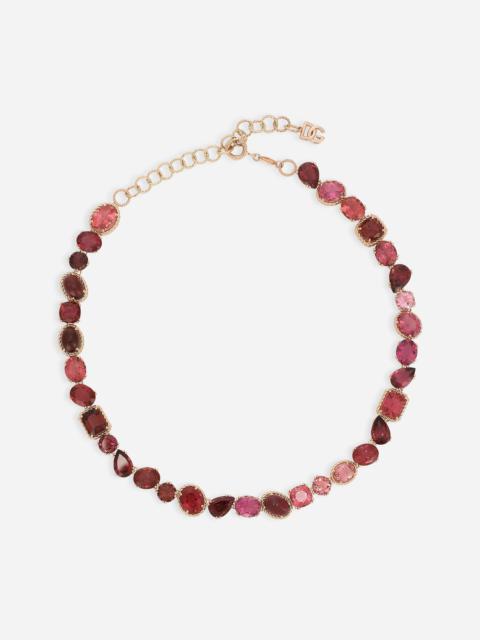 Anna necklace in red gold 18kt with toumalines