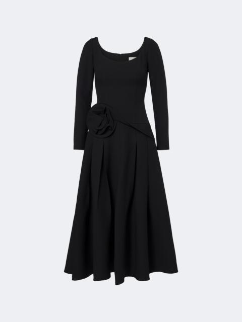 ROLAND MOURET Floral-appliqué wool and silk midi dress