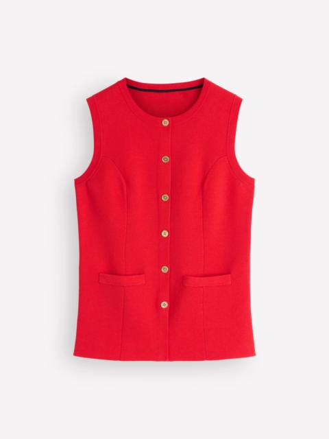 BODEN Crew Milano Knit Waistcoat-Poppy Red