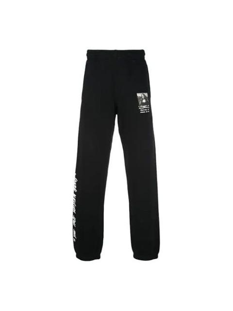 Off-White Mona Lisa Pattern Alphabet Printing Sports Long Pants Black OMCH014S190030051020