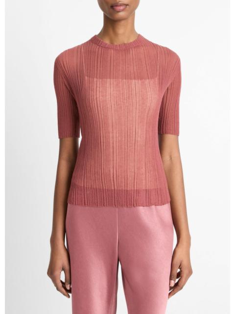 Vince Italian Cotton-Blend Double-Layer Top