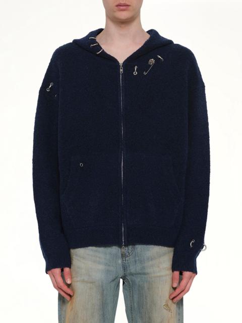 We11done Rose with Thorns Zip-Up Hoodie in Dark Navy