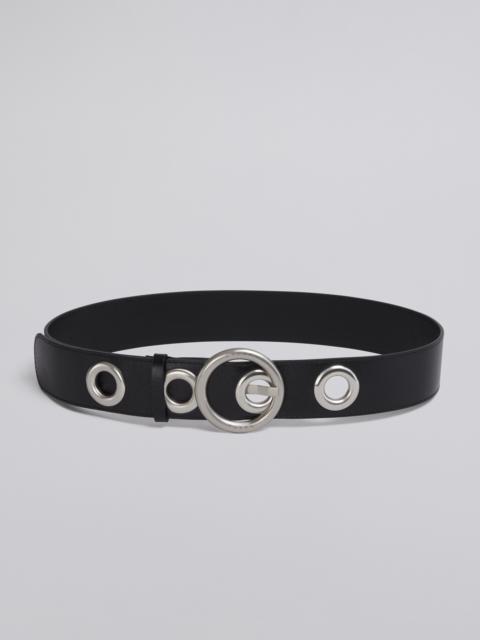 Marni BLACK CALFSKIN BELT WITH METAL EYELETS