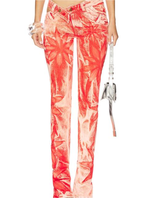 MASHA POPOVA Flower Bell Bottom Asymmetric Skinny