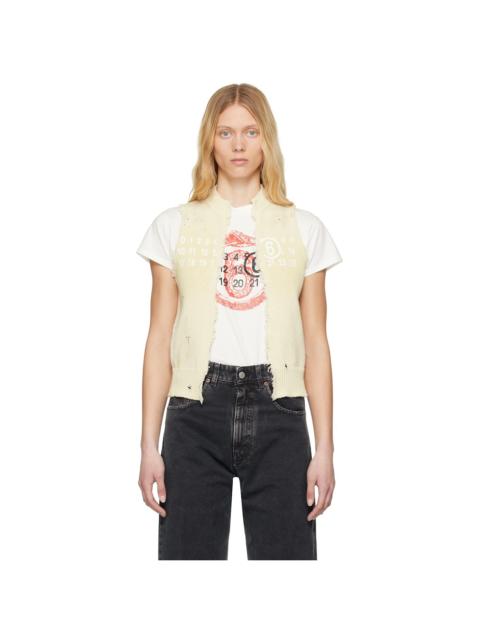 MM6 Maison Margiela Off-White Open Cut Printed Vest
