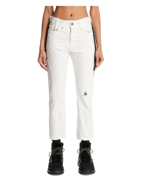 White Cropped Jeans with Embellishments
