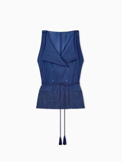 GIORGIO ARMANI DOUBLE-BREASTED WAISTCOAT IN PLEATED JERSEY WITH RHINESTONES