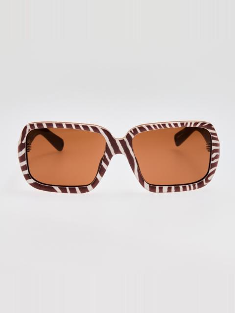LINDA FARROW Cabana Oversize Sunglasses in Matt Brown and White Zebra