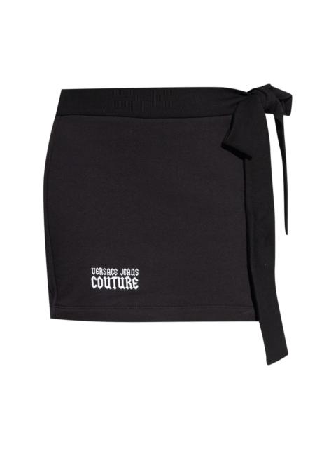 logo-embroidered cotton mini skirt