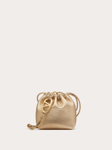 Valentino VLOGO POUF METALLIC LEATHER MINI BUCKET BAG