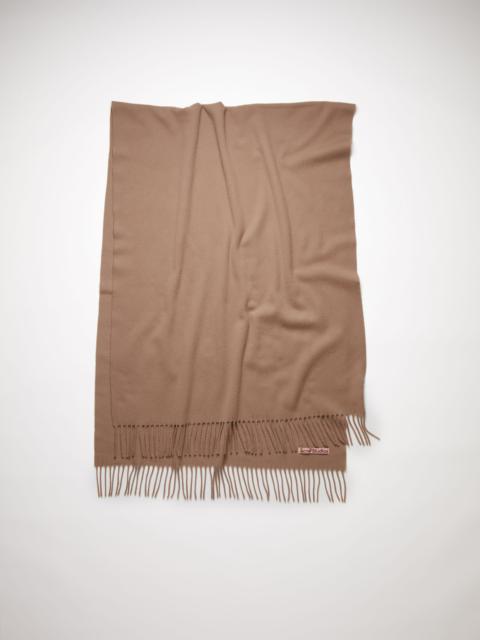 Fringe wool scarf - oversized - Caramel brown