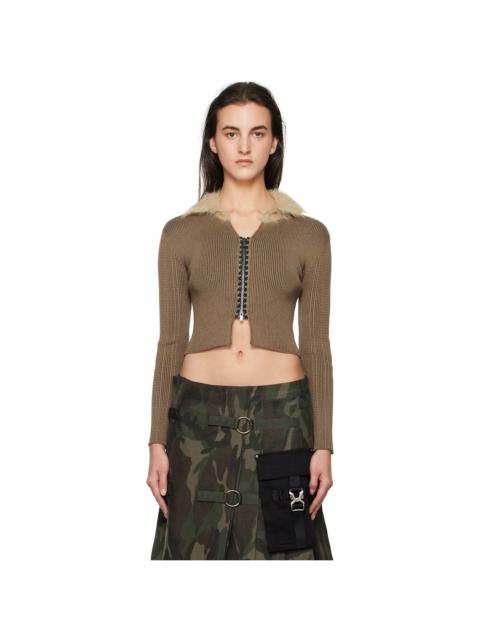 Andersson Bell Brown Lace-Up Knit Cardigan